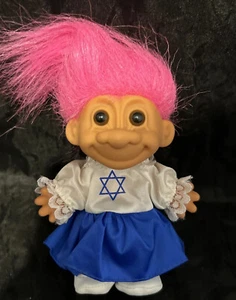 Russ troll doll 5” around the world Jew Jewish girl star David magenta hair - Picture 1 of 7