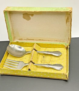 Vintage Oneida Toddletime Stainless Spoon & Fork Set in Box - Picture 1 of 9