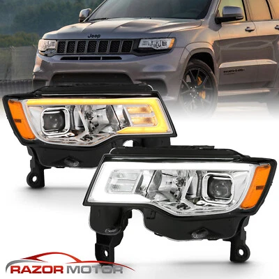 For 2017-2022 Jeep Grand Cherokee Chrome Projector switchback headlights - Image 1 of 4
