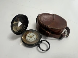 WW1 BARNES & MORRIS LONDON COMPASS IN LEATHER CASE - 1917 - Picture 1 of 13