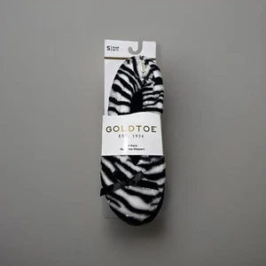 Goldtoe Ballerina Slippers 2 Pack Size Small 6/7 Flat Non Slip Black Zebra NEW - Picture 1 of 2