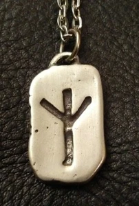 PEWTER ELLIAZ RUNE PENDENT & CHAIN- ODINISM- PAGANISM - Picture 1 of 4
