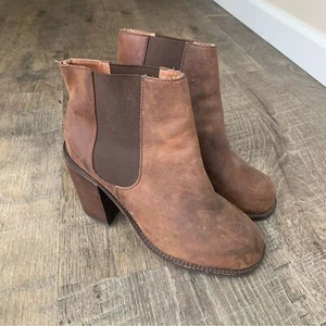 Jeffrey Campbell Havana Last Cash Brown Leather Block Heeled Boots, Size 8 - Picture 1 of 8