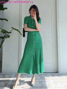 Sandro abito donna monopetto manica corta midi verde/nero - Foto 1 di 23