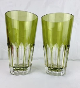 Vintage Tumblers Tall Green Acrylic Clear MCM Pattern 6.5” Taiwan Retro Cups - Picture 1 of 8