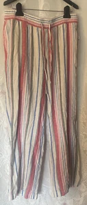 NWT OLD NAVY Women's Size Small Striped Linen Blend Wide Leg Pants - Picture 1 of 9