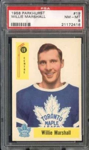 1958-59 PARKHURST #19 WILLIE MARSHALL PSA 8 MAPLE LEAFS - Picture 1 of 2