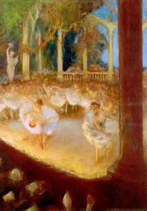 Bailarinas Gaston La Touche en el teatro el lienzo de arte de pared de ballet - Imagen 1 de 1