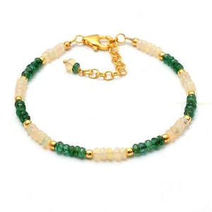 Ethiopian Opal Beaded Bracelet,Emerald Beads Bracelet,Emerald Bracelet,Opal - Picture 1 of 7