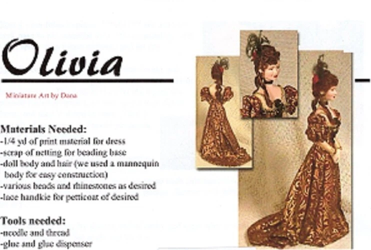1:12 Visual Mini Dollhouse Doll Dressing Made Easy~Pattern By Dana ~OLIVIA ~  - Image 1 of 1
