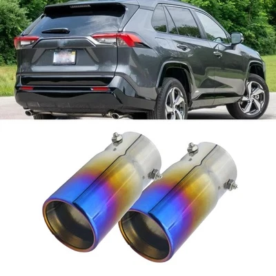 2x Silenciador de garganta trasero con punta de tubo de escape de acero inoxidable para Toyota RAV4 2018 Foto 1 de 4