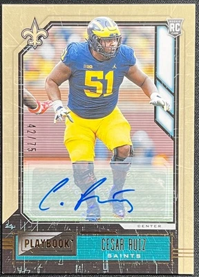 2020 PANINI PLAYBOOK CESAR RUIZ BRONZE FOIL RC AUTO #42/75 SAINTS - Image 1 of 2