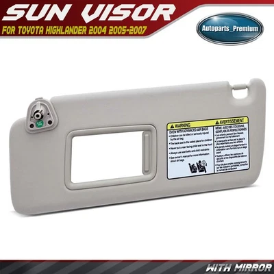Viseira solar lateral preta para motorista com extensor e espelho para Toyota Highlander 2004-2007 - Imagem 1 de 4