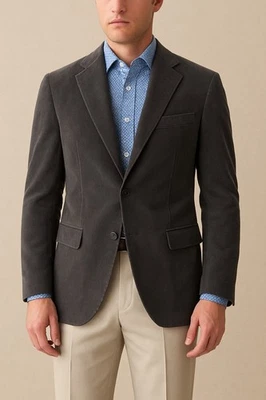 Ralph Lauren Black Label Blazer Size 42L Charcoal Corduroy Jacket Elbow Patches - Image 1 of 4