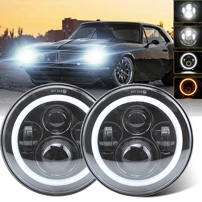 For Chevrolet Camaro 1967-1981 7 inch Round LED Headlight High Low Beam - Image 1 of 4