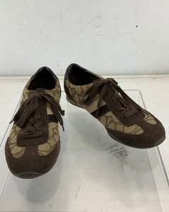 Coach Kelson Brown Signature Fabric & Suede Lace-Up Sneakers Size 8 - Picture 1 of 5