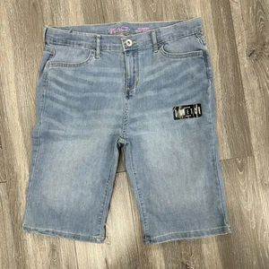 New Girls Blue Jean Shorts Childrens Place Skimmer Pant Short Stretch Sz 16 - Picture 1 of 4