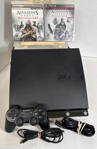 PlayStation 3 Slim PS3 CECH-2001A 120GB Console System Assassins Creed Bundle - Picture 1 of 13