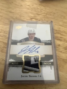 17-18 UD Upper Deck Exquisite Endorsements Relics Jacob Trouba /50 Patch Auto - Picture 1 of 2