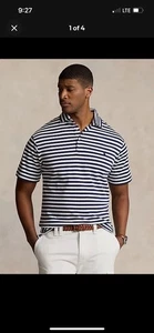 Polo Ralph Lauren Para Hombre Talla 2XL-Grande Azul Marino Blanco Rayas Tacto Suave - Imagen 1 de 8