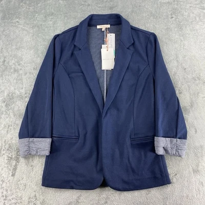 Skies Are Blue Blazer Womens Size M Blue Asa Knit Open Front Classic Office NWT - Image 1 of 4