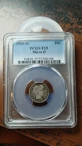 1905 O Micro O Silver Barber Dime 10C PCGS F15 Original 5063 - Picture 1 of 4