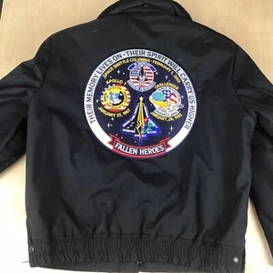 Fechheimer Ultra Mens Bomber Jacket NASA Astronaut Memorial Patch Fur Collar 40R - Picture 1 of 11