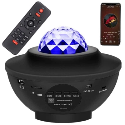 Star Projector Light Laser Bluetooth Speaker Remote Nightlight Bedroom Club - Image 1 of 4
