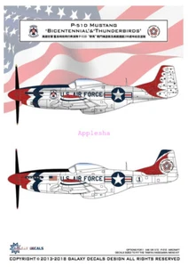 GALAXY G72017 1/72 Scale P-51D Mustang Bicentennial & Thunderbirds Decal - Picture 1 of 5