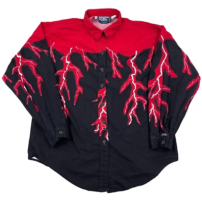 Vintage Brooks & Dunn Western Shirt Women Medium Red Black Button Up Lightning - Image 1 of 4