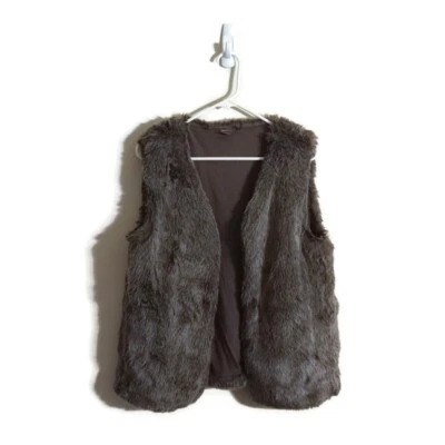 Eddie Bauer Womens Faux Fur Gray Vest Sz Medium Gorpcore Bohemian  - Image 1 of 4