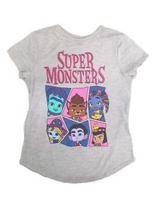 Super Monsters Girls Gray Glitter Short Sleeve T-Shirt Tee Shirt 12 - Picture 1 of 1
