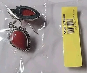Ohrringe Hänger mit rotem Stein SS - Bild 1 von 4