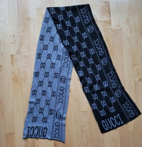 GUCCI Classic Double Big G Double-Sided Black & Gray Scarf - Bild 1 von 7