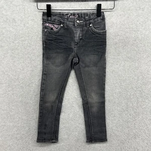 Levis Jeans Girls Size 4 Straight Denim Black Sequin Embellished Adjustable - Picture 1 of 10