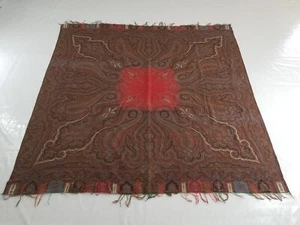 Antique 19thC Victorian Kashmiri Paisley Wool Shawl 170x170cm - Picture 1 of 15