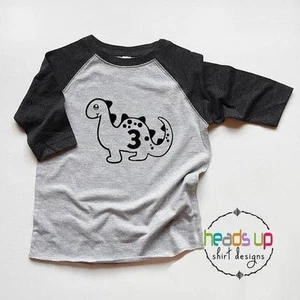 Camisa de tres cumpleaños dinosaurio - niño pequeño niño/niña dinosaurio tercer cumpleaños camiseta tercero - Imagen 1 de 2