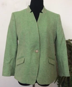 NWT Banana Republic Green Polyester Linen Tweed Blazer Jacket Size 12P, $188 - Picture 1 of 5