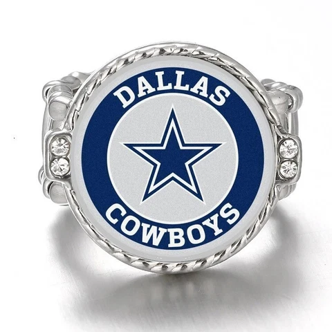 Dallas Cowboys Silver Women's Crystal Accent Football Ring w Gift Pkg D12 Cover