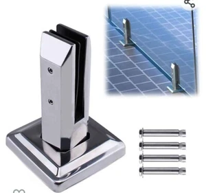 Muzata Rectangle standoff Glass Clamp Polish Stainless Steel Set of 10 GS10 New - Picture 1 of 5