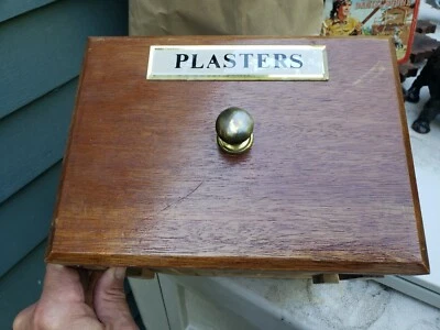 Apothecary pharmacy drawer 19th century Glass label Plasters - Image 1 of 3
