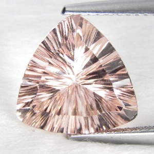 4.33Cts Excellent Natural Peach Color Morganite 12mm Trillion Concave Cut Gem - Picture 1 of 5