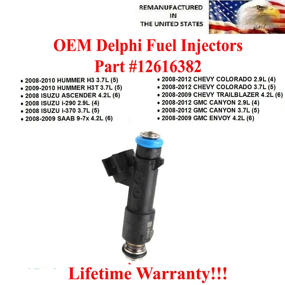 Single DELPHI OEM Fuel Injector for 2008-2009 Saab 9-7X 4.2L (6) - Image 1 of 1