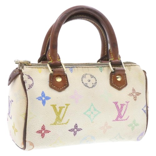 LOUIS VUITTON Monogram Multicolor Mini Speedy Hand Bag White M92645 Auth am232g