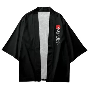 Men Loose Yukata Kimono Robe Haori Happi Jacket Shirt Cardigan Tops Ethnic - Picture 1 of 10