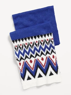 NUEVO CON ETIQUETAS/NUEVO EN PAQUETE/Sellado Antiguo Suéter-Tejido AZUL Bufanda Fair Isle Foto 1 de 2