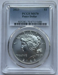 Dólar de plata Peace 2023 PCGS MS70 grado perfecto hermosa obra maestra bajo como nuevo - Imagen 1 de 4