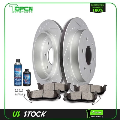 Rear Drilled & Slot Brake Rotors Ceramic Pads Fits For Nissan Armada 2005 - 2015 - Image 1 of 4