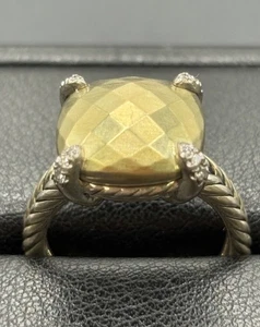 David Yurman 18k Gold Sterling Silver Diamond Ring Size 8 #1 W22 - Picture 1 of 12