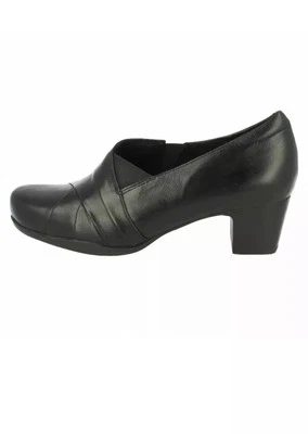 Clarks Un Damson Adele Womens Black Leather   Court Shoes Uk 4 EE ( Wide Fit ) - Image 1 of 4